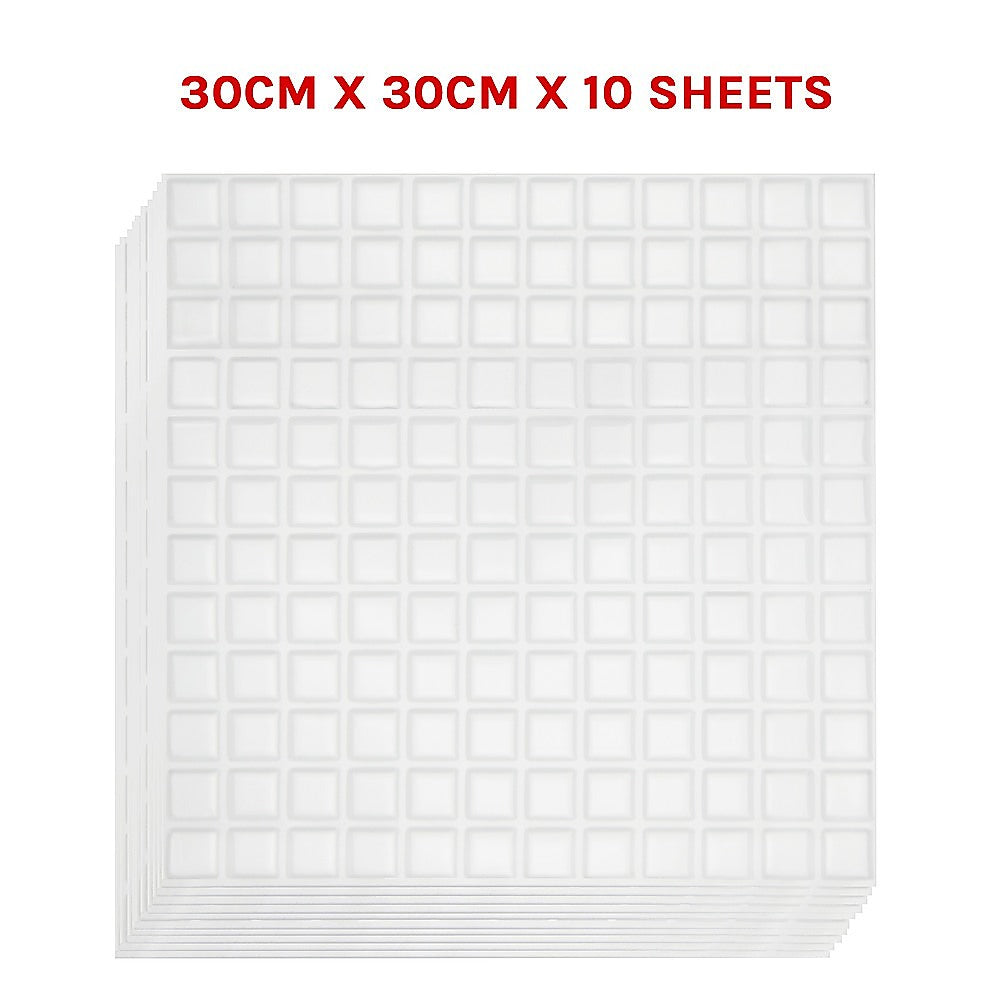 Tiles 3D Peel and Stick Wall Tile Stereoscopic Crystal White (30cm x 30cm x 10 sheets)