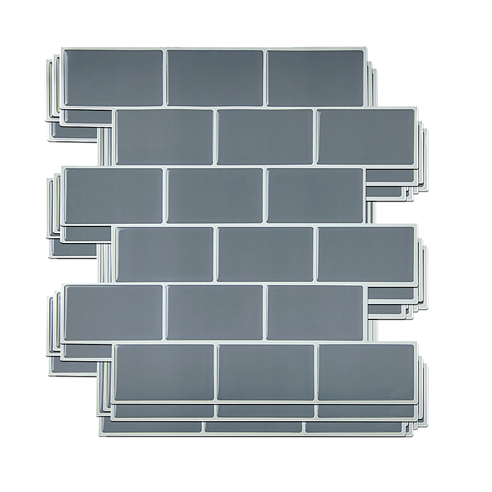 Tiles 3D Peel and Stick Wall Tile Dark Grey (30cm x 30cm x 10 sheets)