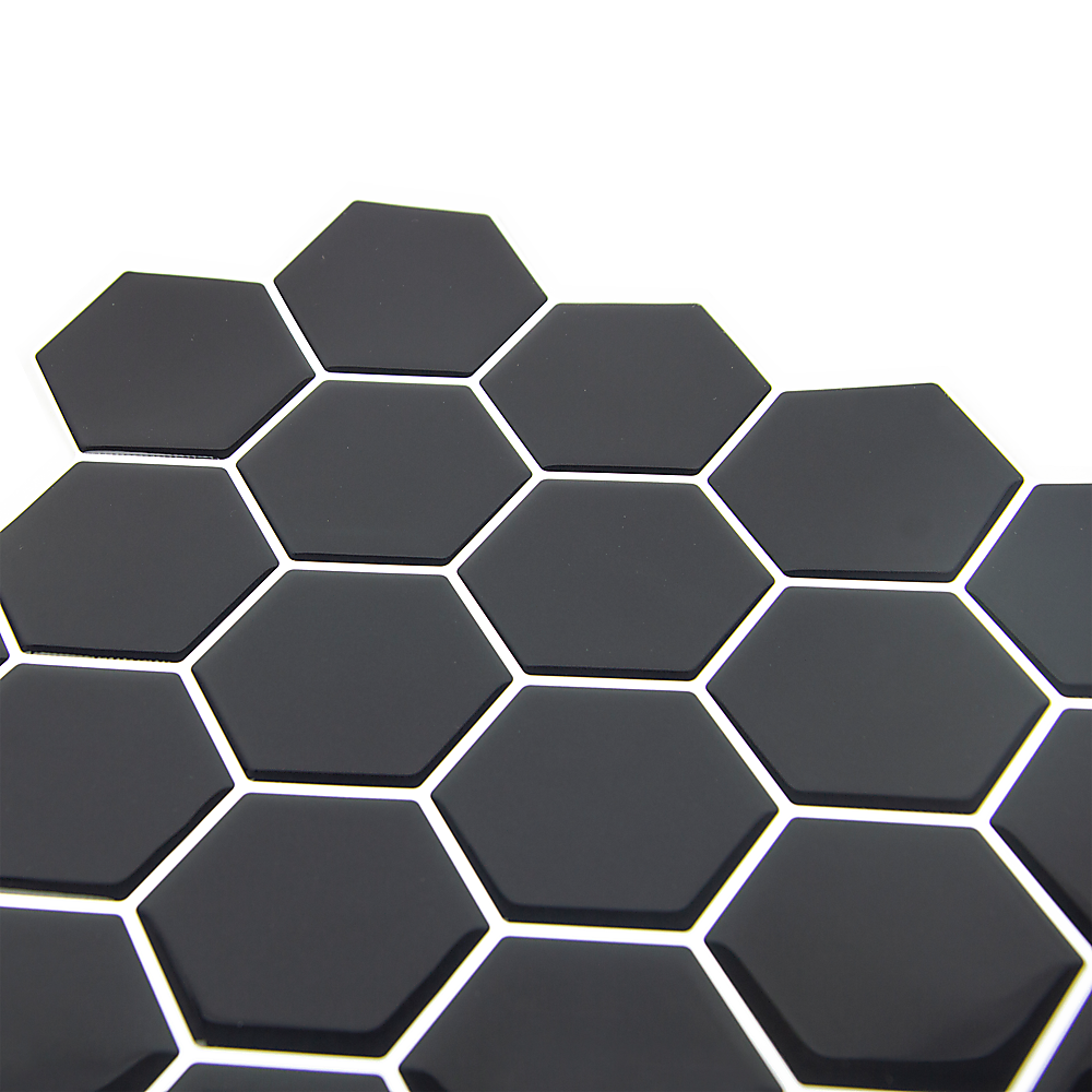 Tiles 3D Peel and Stick Wall Tile Hexagonal Mosaic Black (30cm x 30cm x 10 sheets)