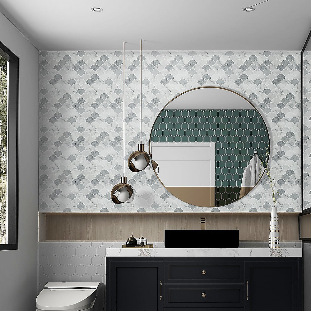 Tiles 3D Peel and Stick Wall Tile Fish Scale Mosaic (30cm x 30cm x 10 sheets)