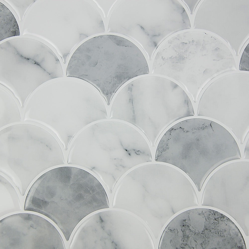 Tiles 3D Peel and Stick Wall Tile Fish Scale Mosaic (30cm x 30cm x 10 sheets)