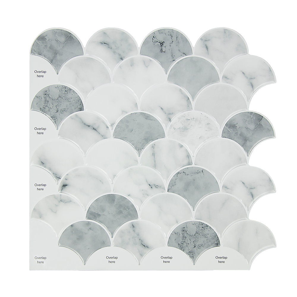 Tiles 3D Peel and Stick Wall Tile Fish Scale Mosaic (30cm x 30cm x 10 sheets)