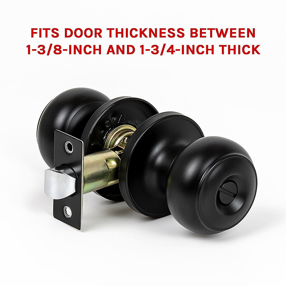 Door Handle Set Lever Privacy Function Round Black