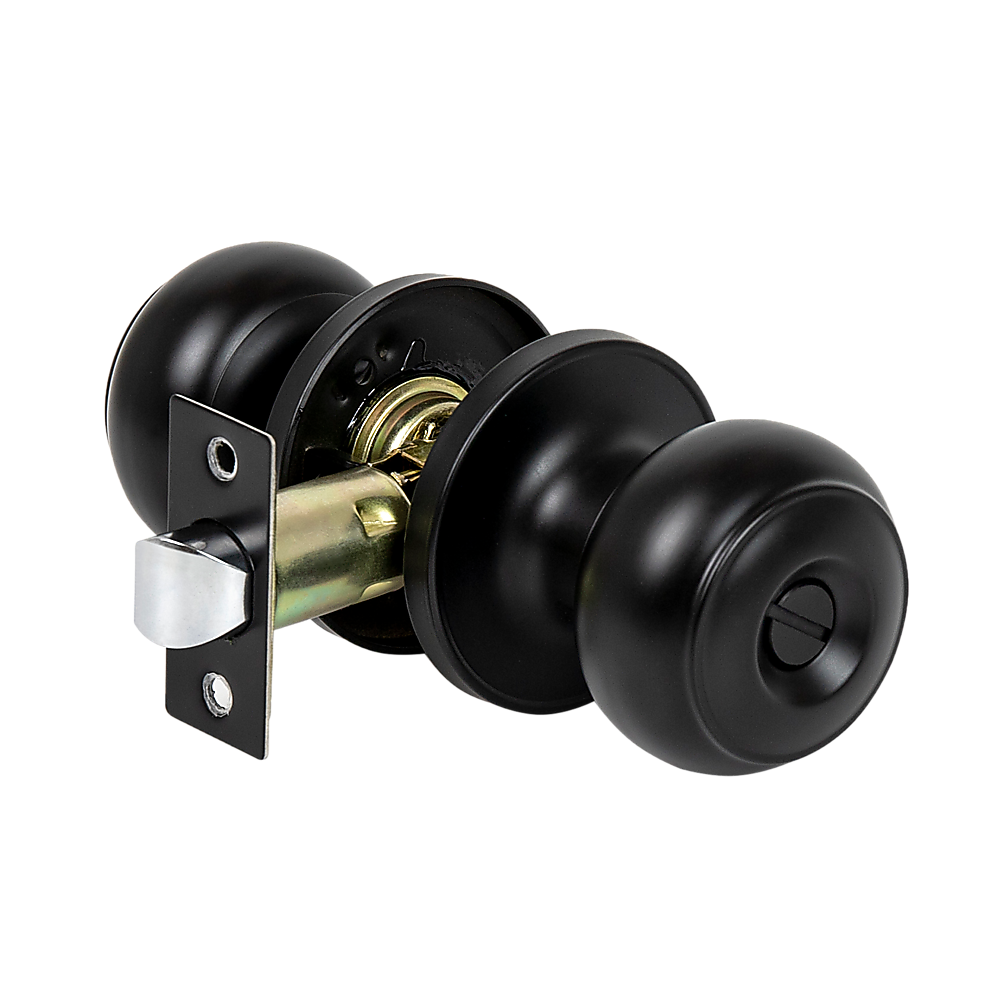 Door Handle Set Lever Privacy Function Round Black