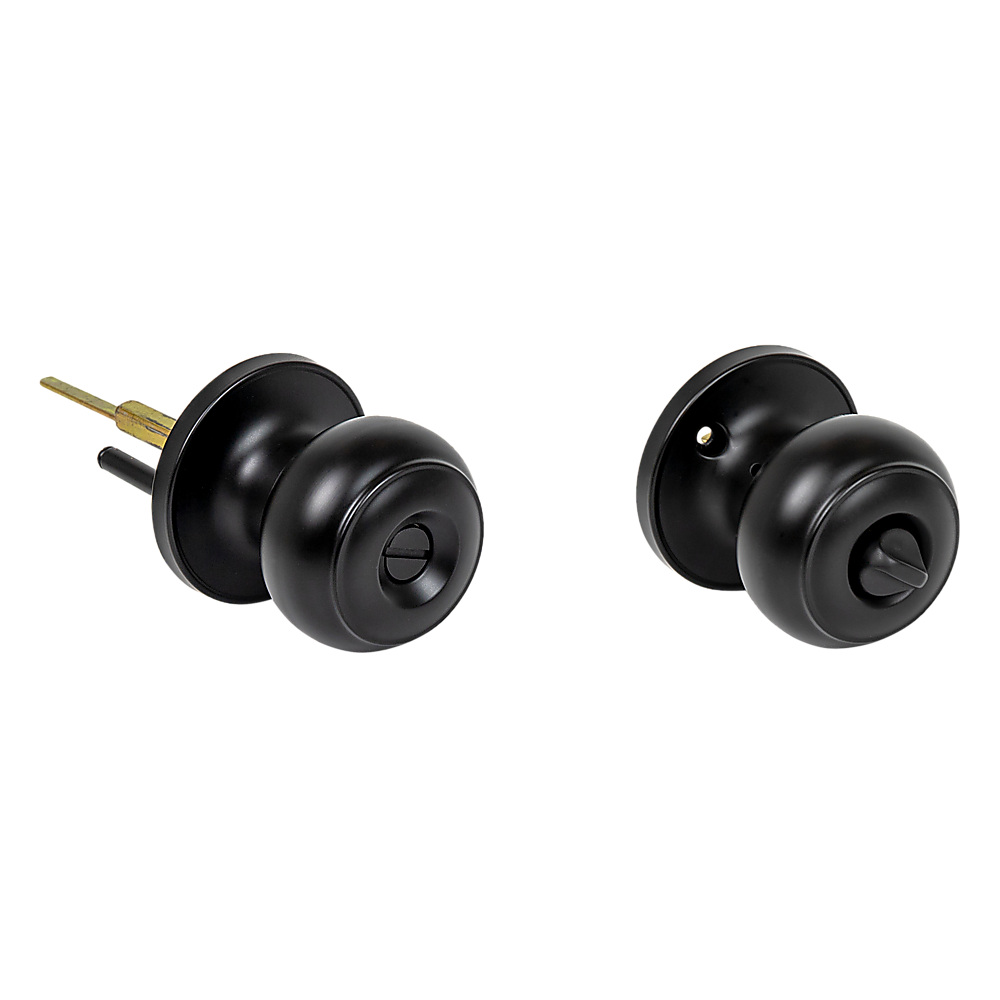 Door Handle Set Lever Privacy Function Round Black