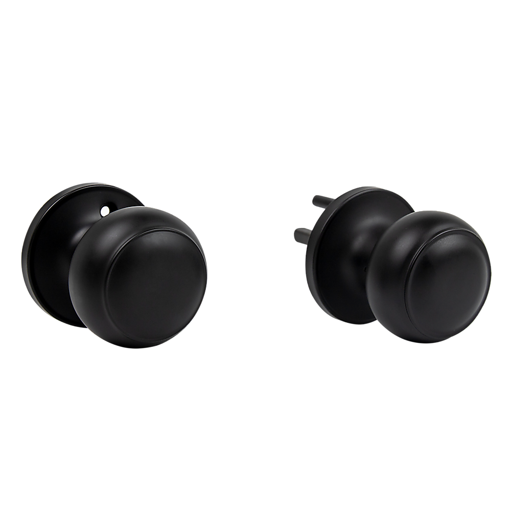 Door Handle Set Lever Passage Function Round Black