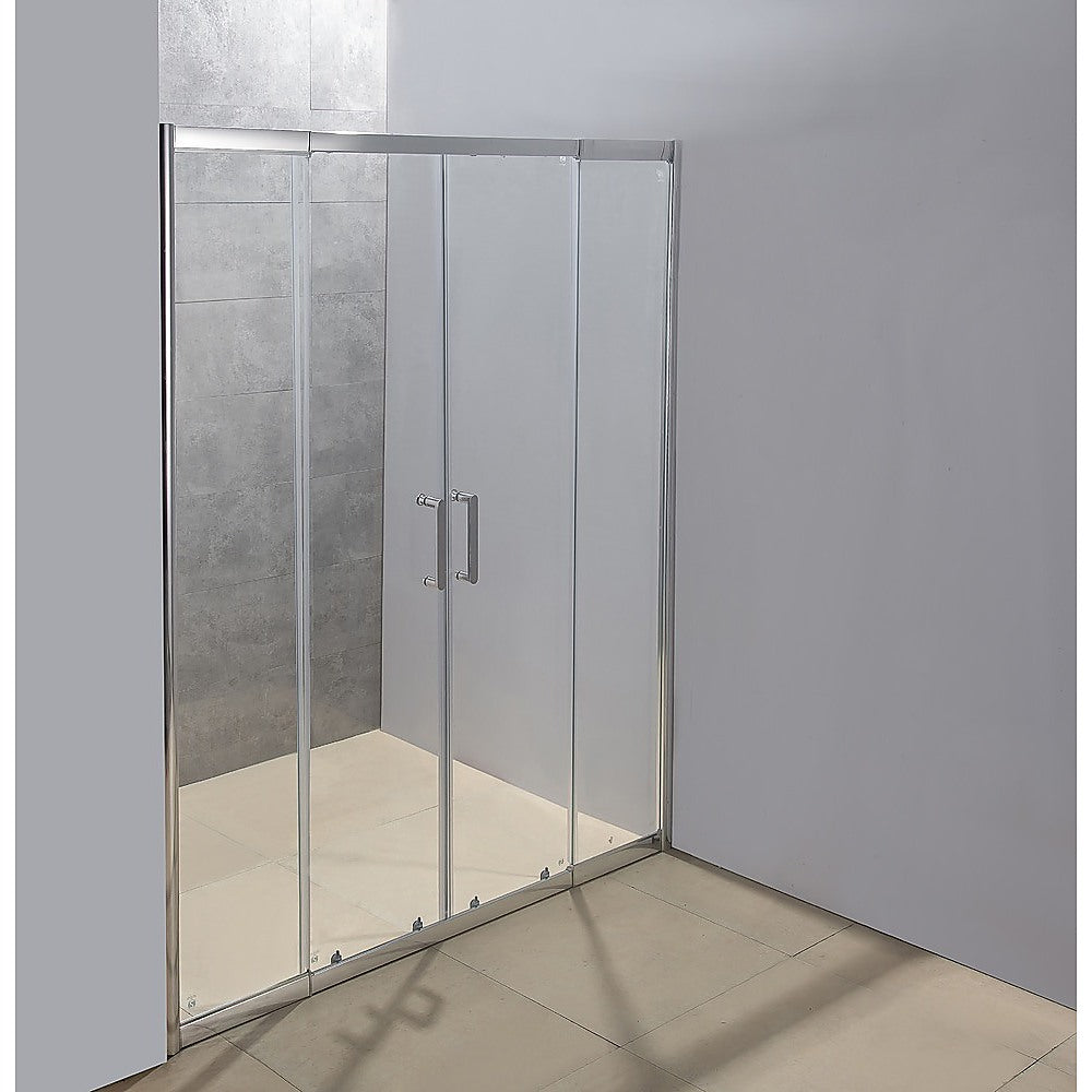 1400mm Sliding Door Safety Glass Shower Screen Chrome By Della Francesca