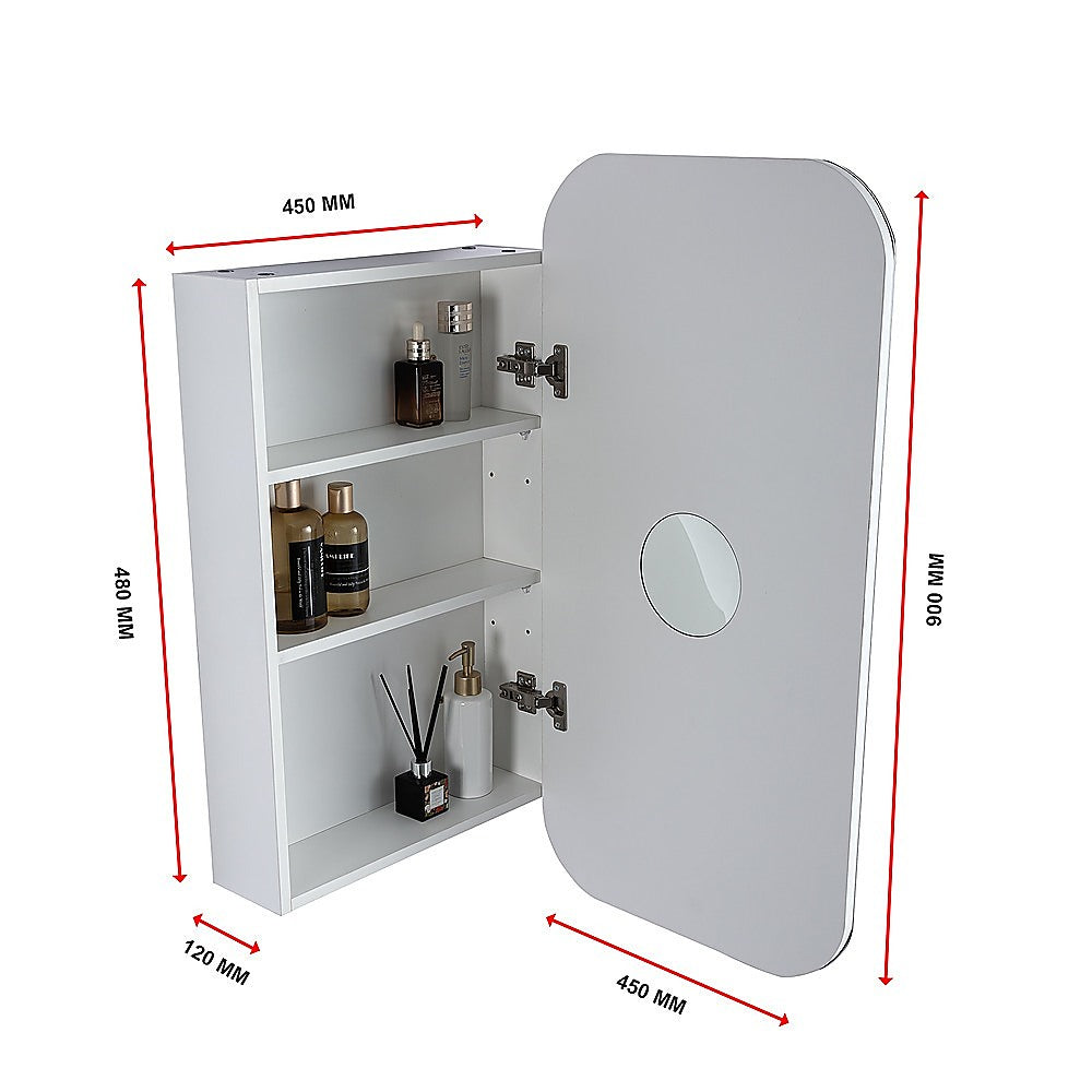 Rectangle Wall Hung Bathroom Mirror Shaving Cabinet Vanity Matte White