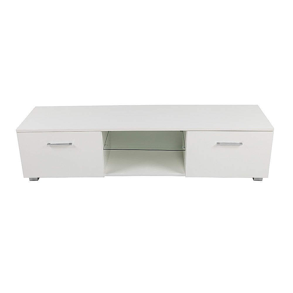 TV Cabinet Entertainment Unit Stand High Gloss Storage Shelf 140cm White