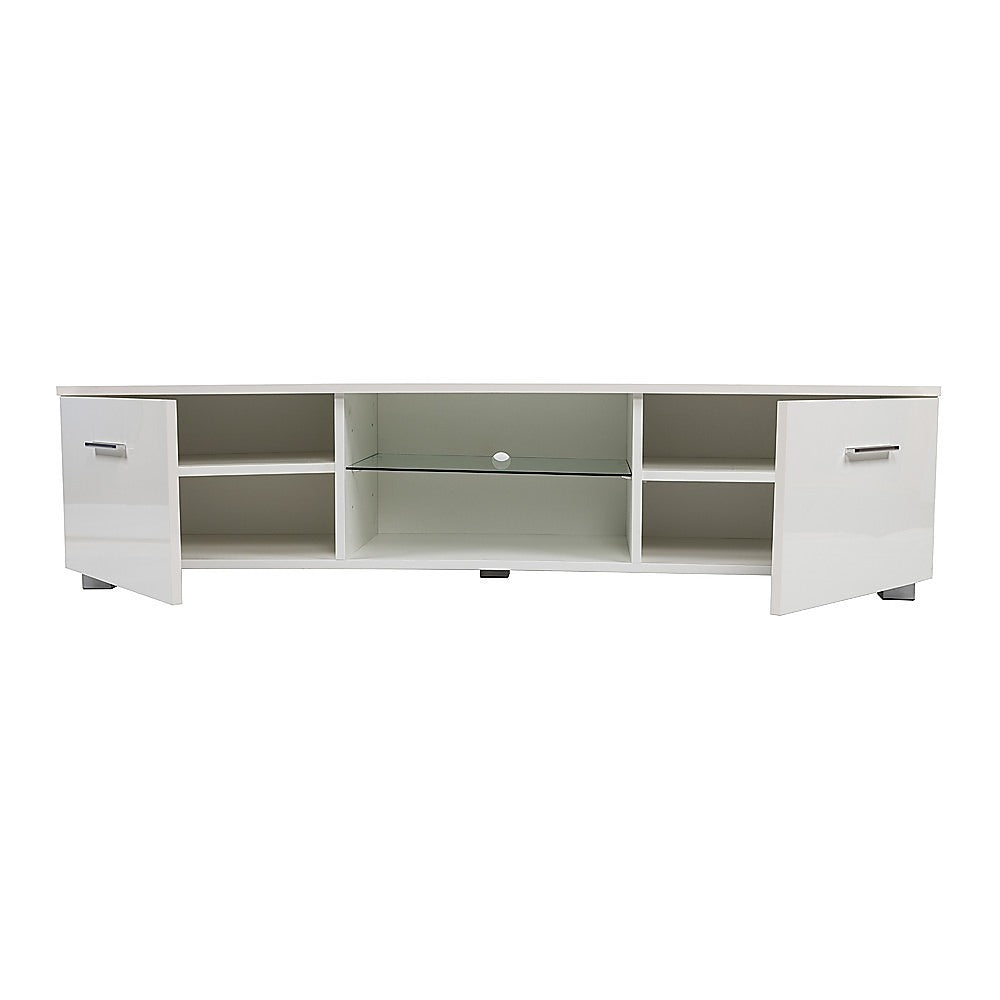 TV Cabinet Entertainment Unit Stand High Gloss Storage Shelf 140cm White