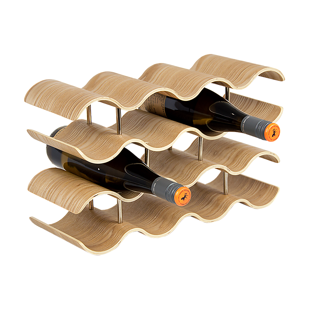 Wine Rack Free Standing 20 Bottles with 8 Glasses Holder Bamboo Wine Storage