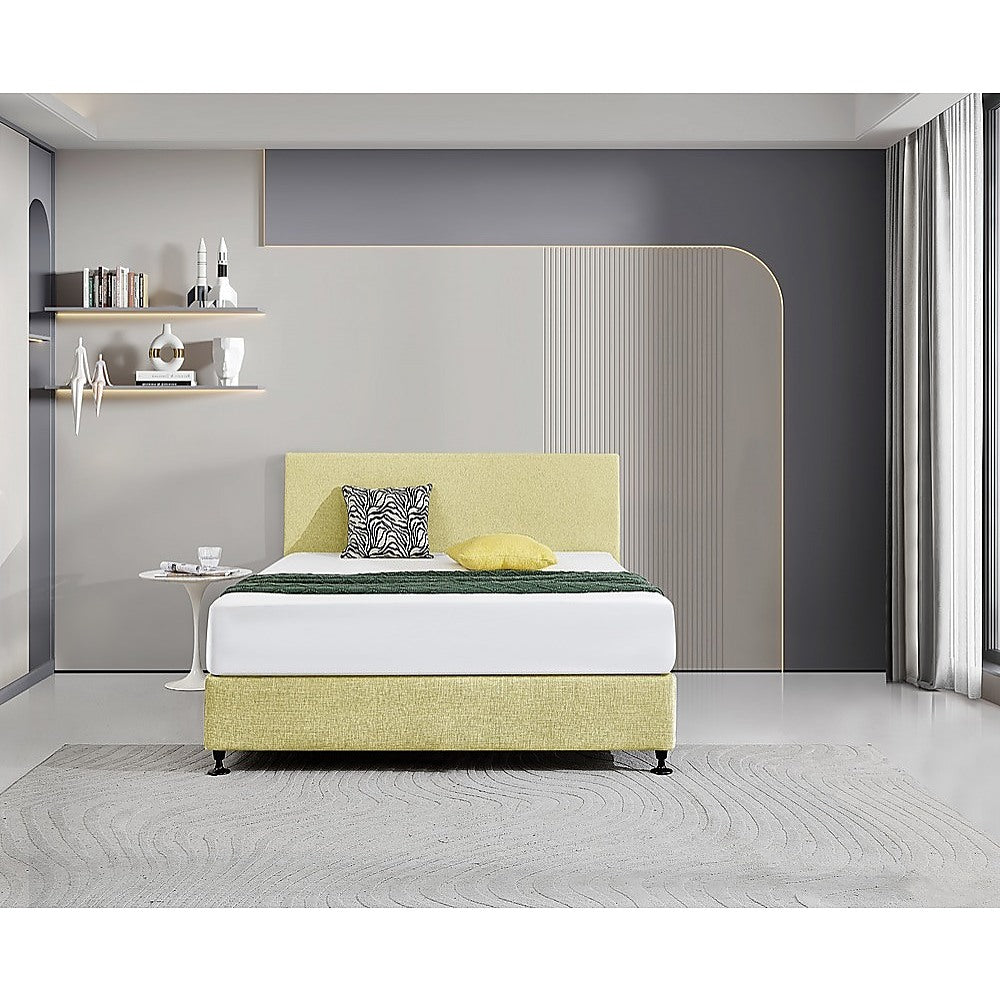 Linen Fabric Queen Bed Deluxe Headboard Bedhead - Sulfur Yellow
