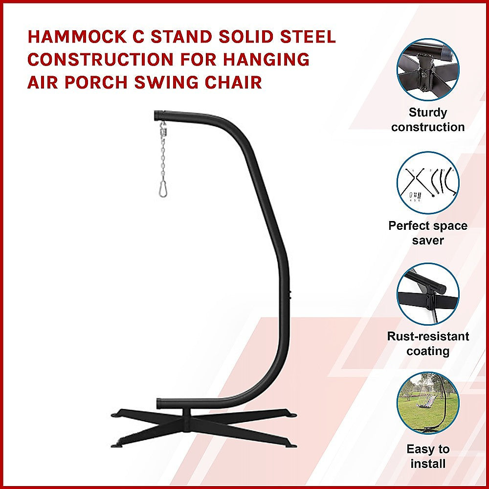 Hammock C Stand Solid Steel Construction for Hanging Air Porch Swing Chair