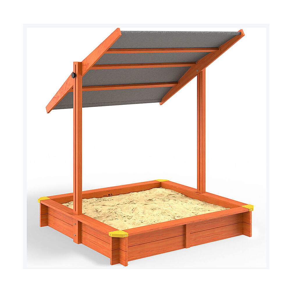 Kids Wooden Toy Sandpit with Adjustable Canopy