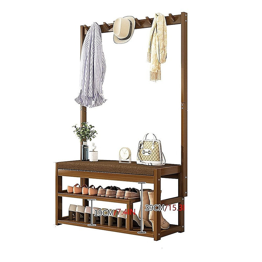 100cm Hallway Bench Coat Rack Stand Multifunctional Hall Shelf Entryway