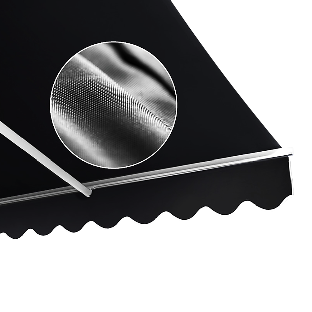 Motorised Outdoor Folding Arm Awning Retractable Sunshade Canopy Black 5.0m x 2.5m