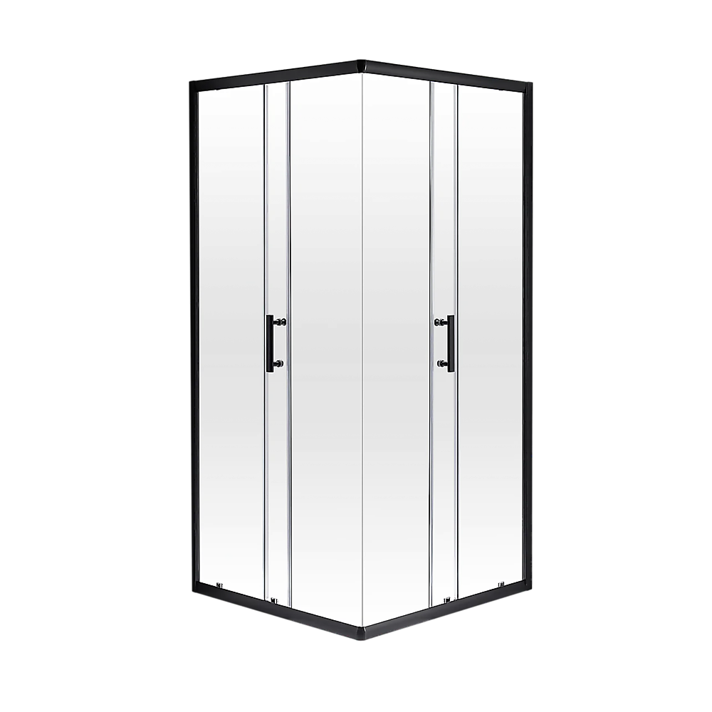Adjustable 1100x1000mm Double Sliding Door Glass Shower Screen in Black