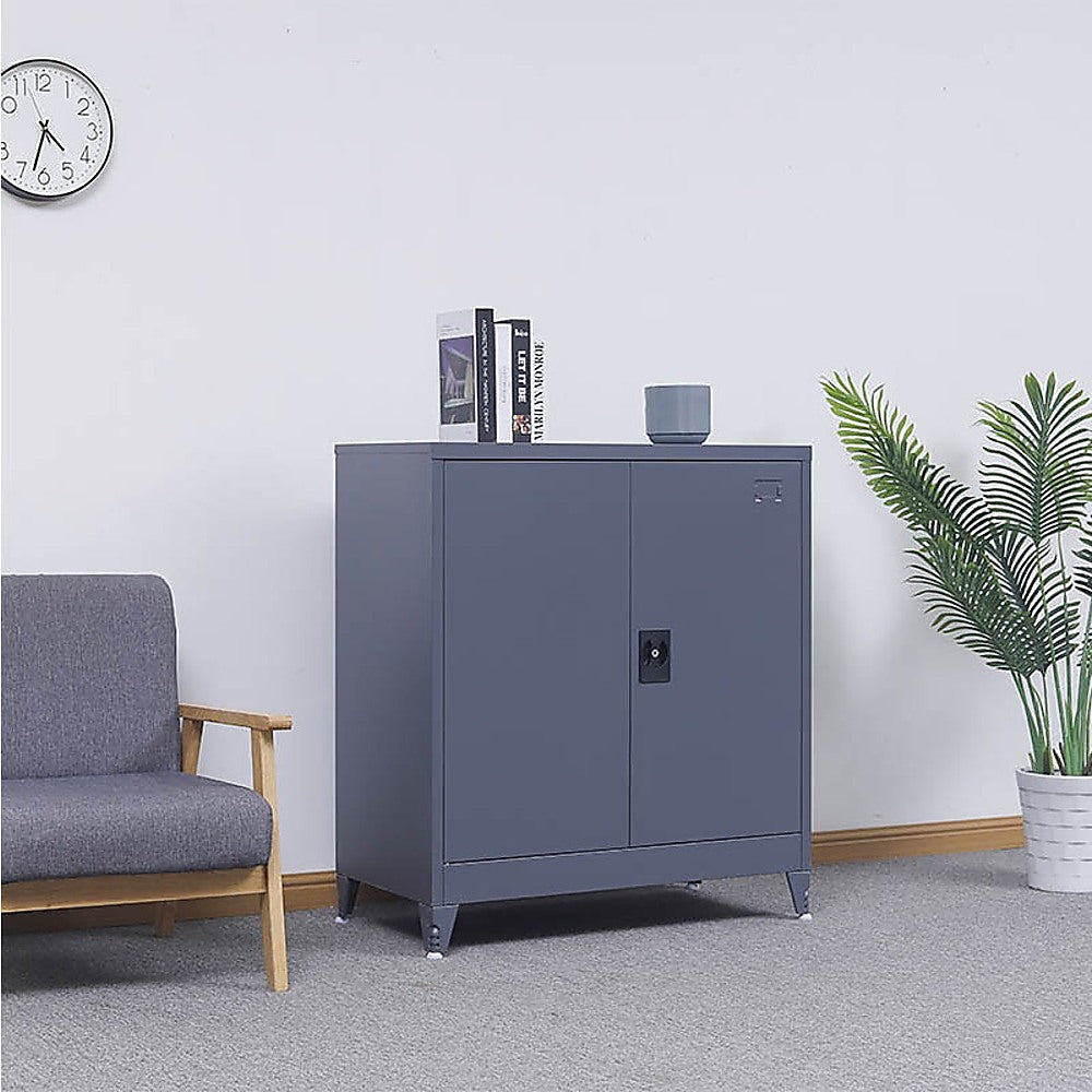 Two-Door Metal Short Cabinet Shelf Storage for Home Office Gym