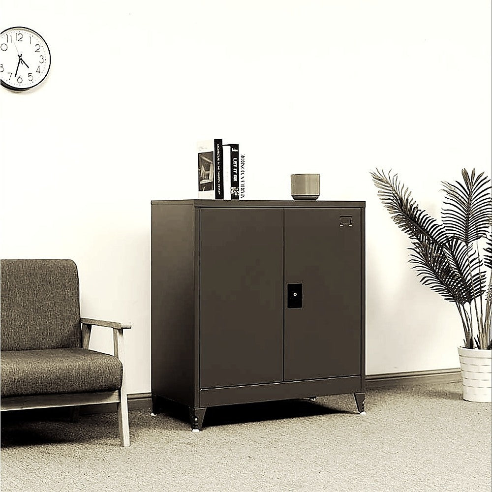 Two-Door Metal Short Cabinet Shelf Storage for Home Office Gym