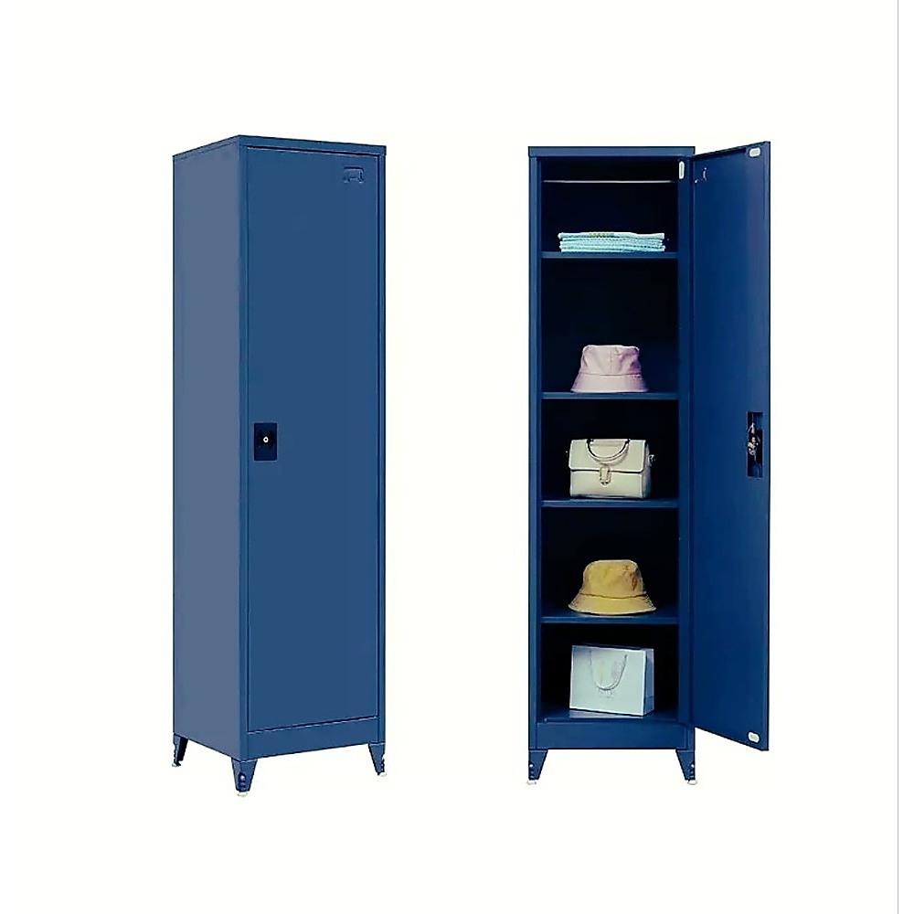 Single-Door Metal Tall Cabinet Shelf Storage for Home Office Gym