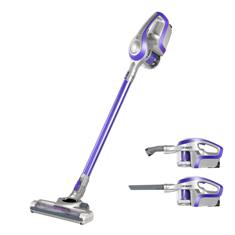Devanti Cordless Stick Vacuum Cleaner - Purple &amp; Grey