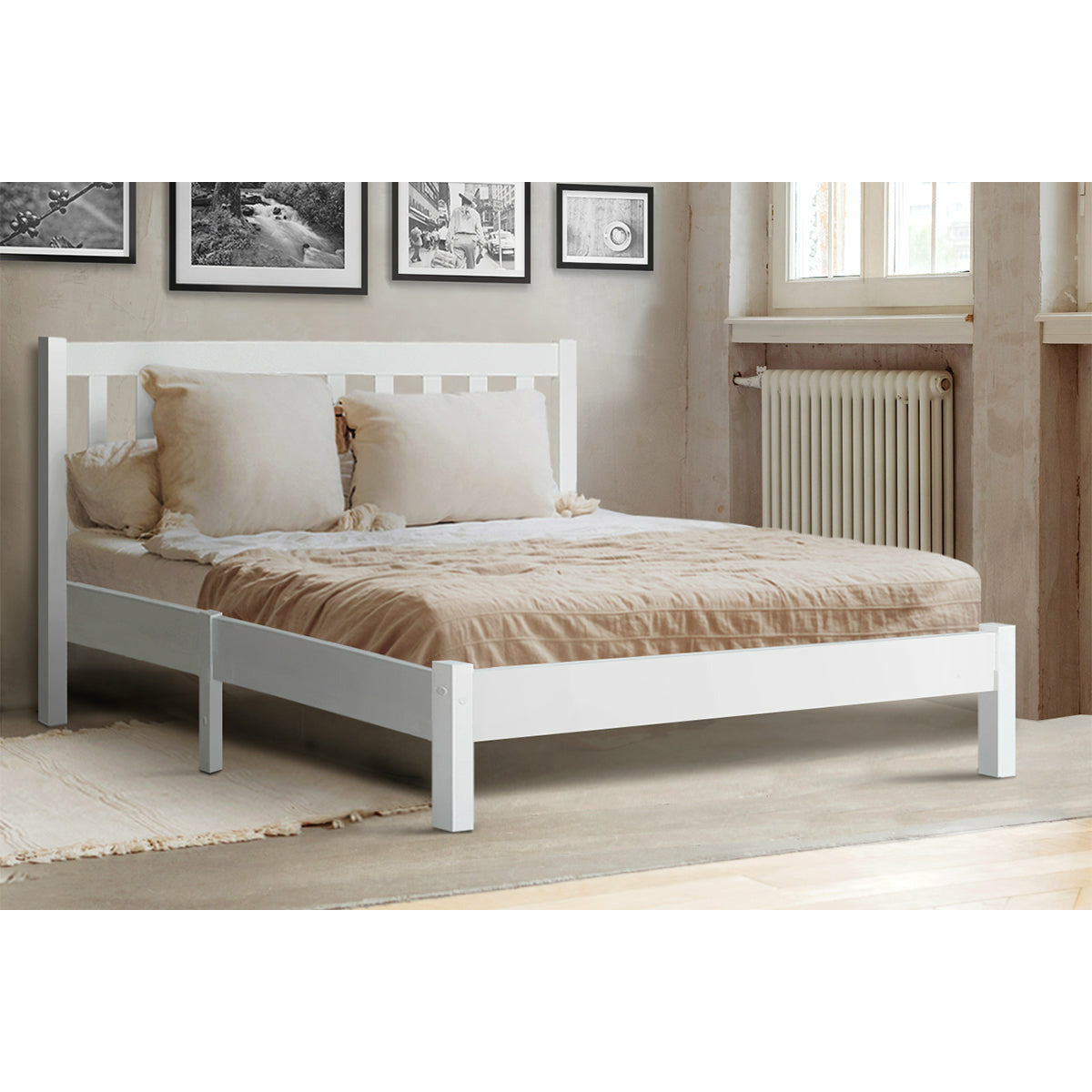 Artiss Double Full Size Wooden Bed Frame SOFIE Pine Timber Mattress Base Bedroom