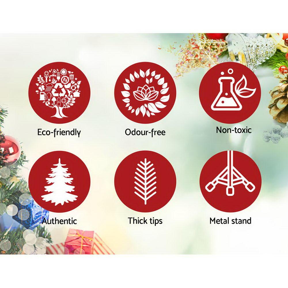 Jingle Jollys Christmas Tree 2.4M Xmas Trees Decorations Snowy 1500 Tips