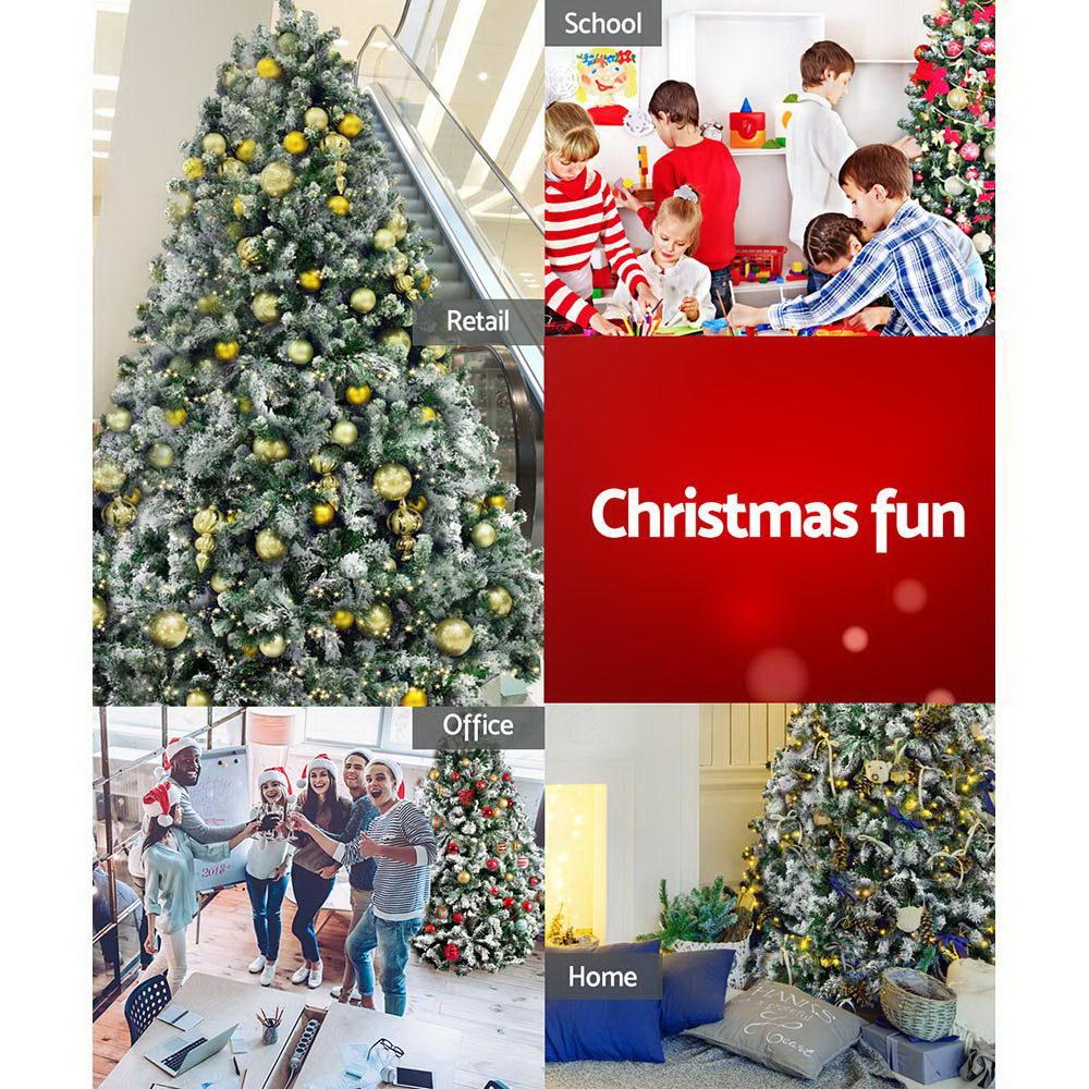 Jingle Jollys Christmas Tree 2.4M Xmas Trees Decorations Snowy 1500 Tips