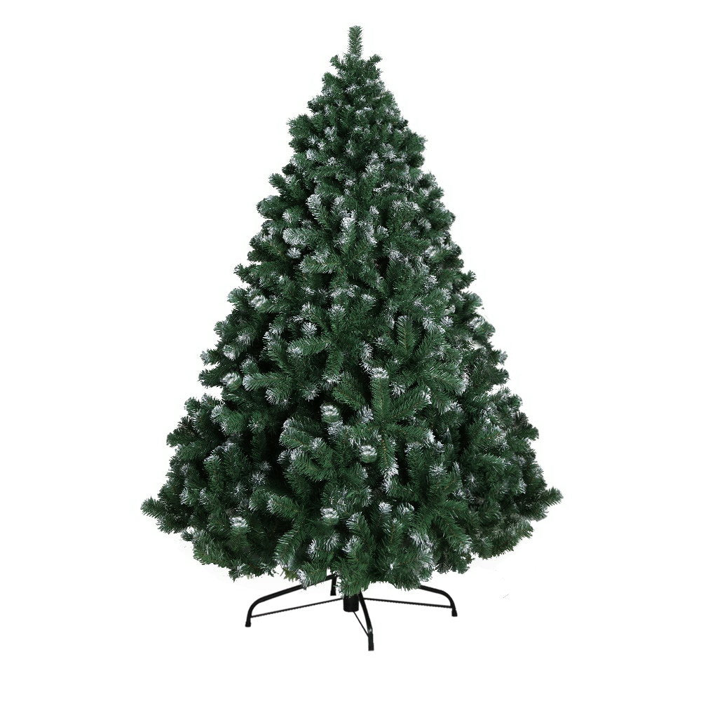 Jingle Jollys Christmas Tree 2.4M Xmas Trees Decorations Snowy 1500 Tips