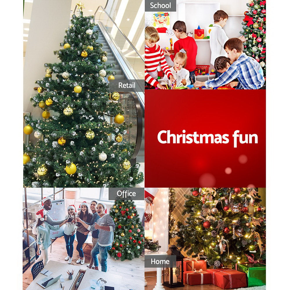 Jingle Jollys Christmas Tree 2.4M Xmas Trees Decorations Snowy 1500 Tips