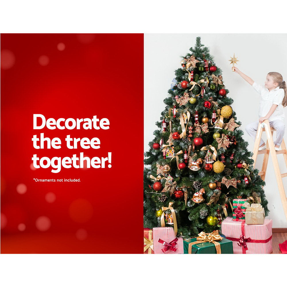 Jingle Jollys Christmas Tree 2.4M Xmas Trees Decorations Snowy 1500 Tips
