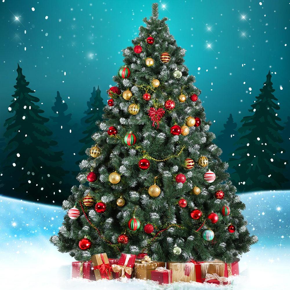 Jingle Jollys Christmas Tree 2.4M Xmas Trees Decorations Snowy 1500 Tips