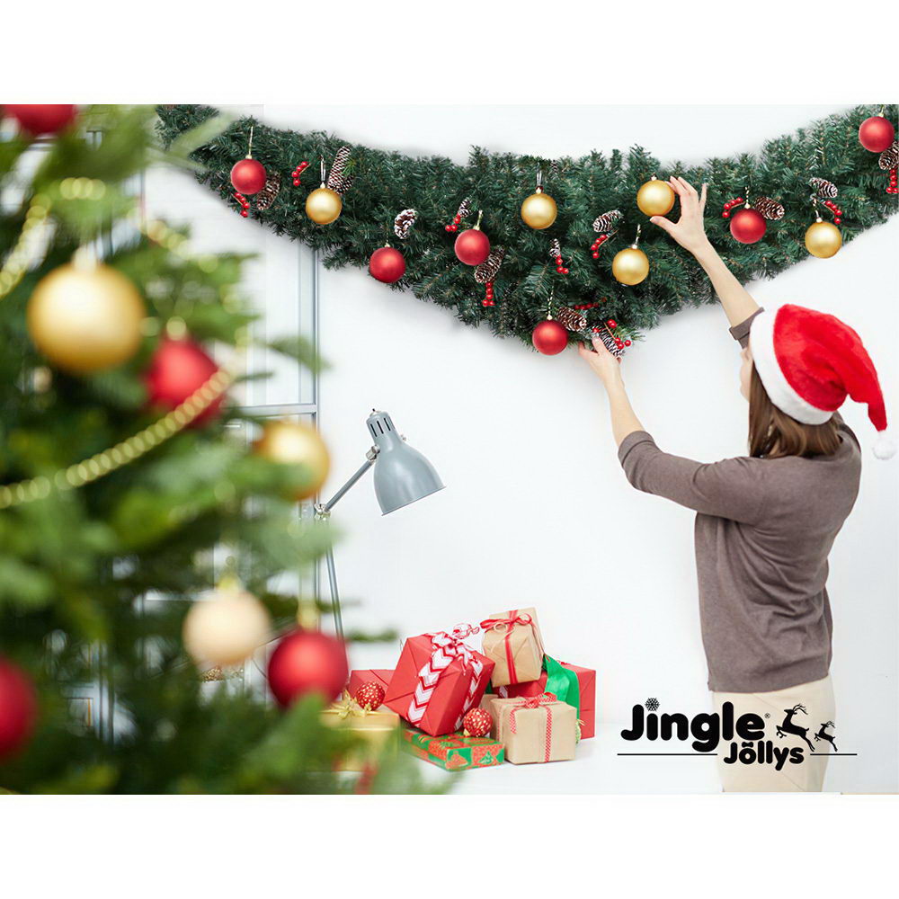 Jingle Jollys Christmas Garland 2.4M Xmas Tree Decoration Green