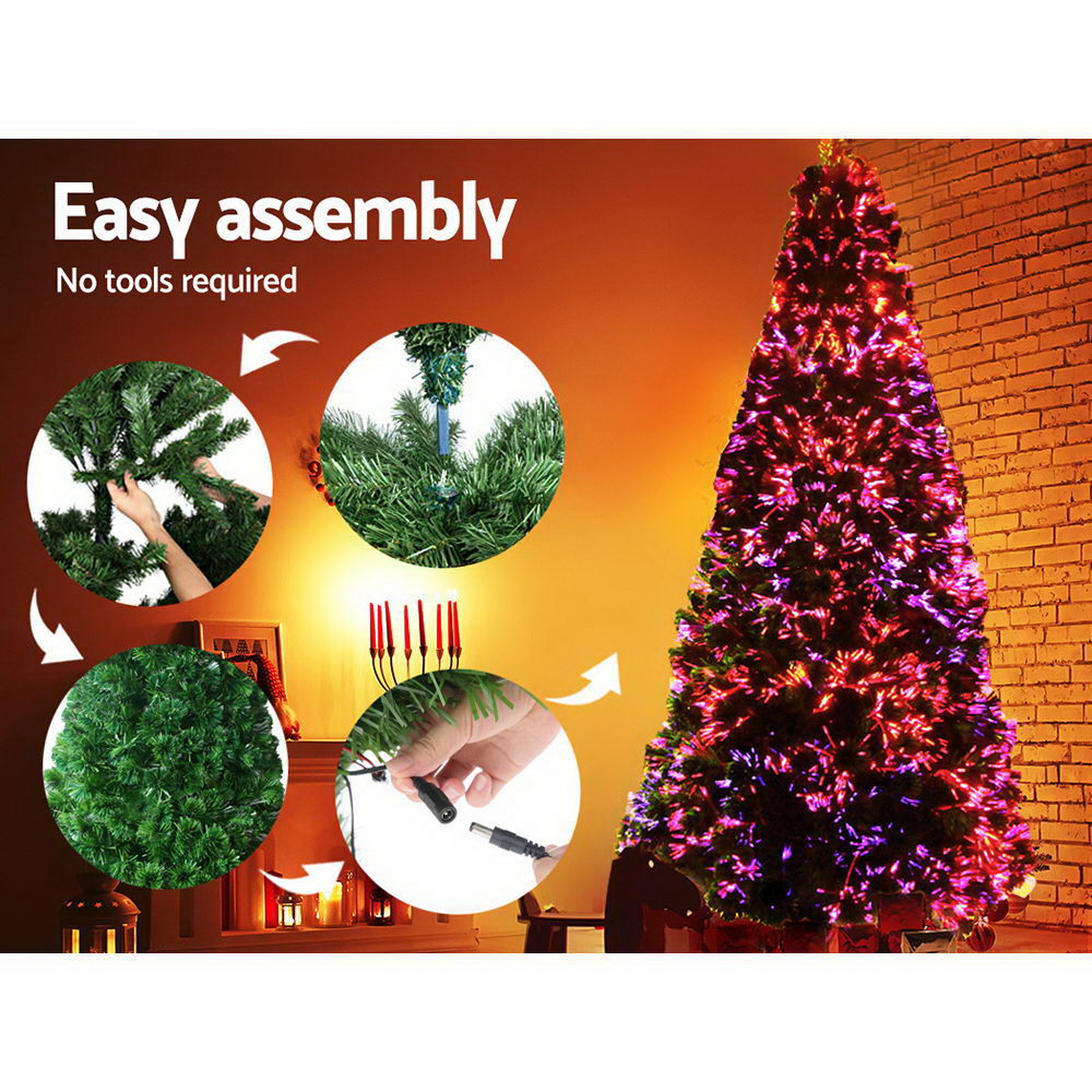 Jingle Jollys Christmas Tree 1.8M LED Xmas trees Optic Fibre Multi Colour