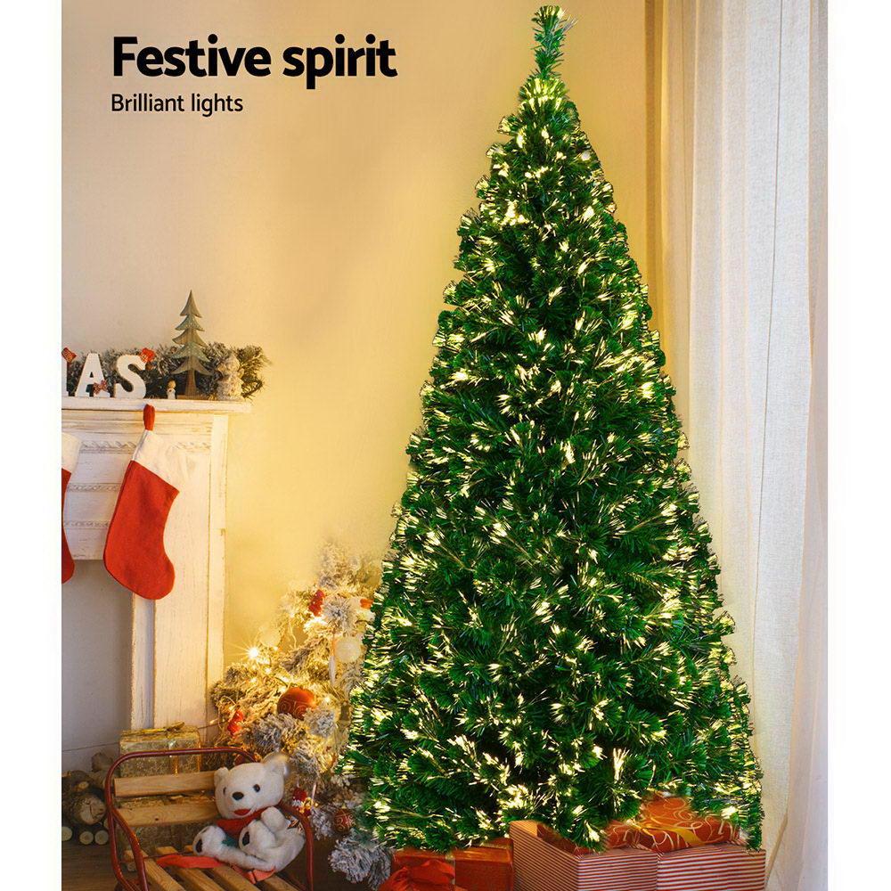 Jingle Jollys Christmas Tree 1.8M LED Xmas trees Optic Fibre Warm White