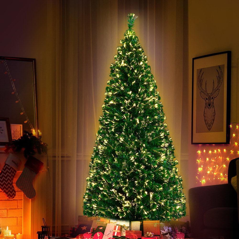 Jingle Jollys Christmas Tree 1.8M LED Xmas trees Optic Fibre Warm White