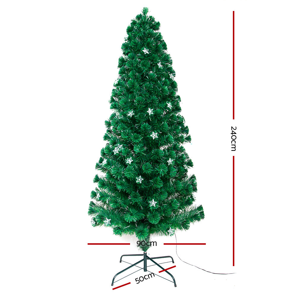 Jingle Jollys Christmas Tree 2.4M LED Xmas trees with Lights Multi Colour