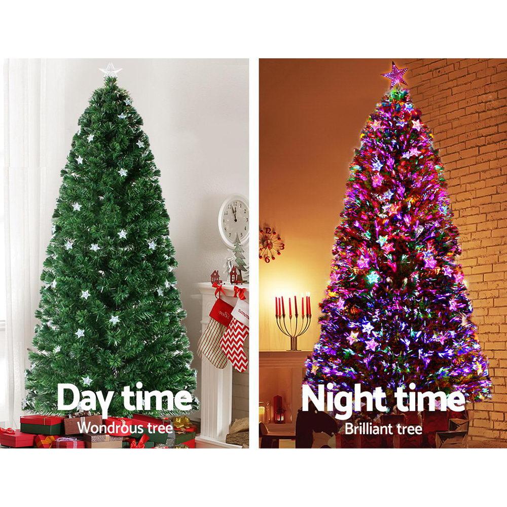 Jingle Jollys Christmas Tree 2.4M LED Xmas trees with Lights Multi Colour