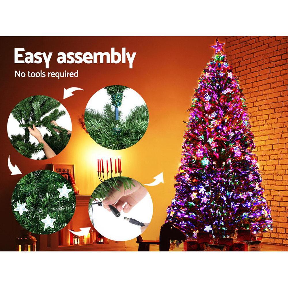 Jingle Jollys Christmas Tree 2.4M LED Xmas trees with Lights Multi Colour