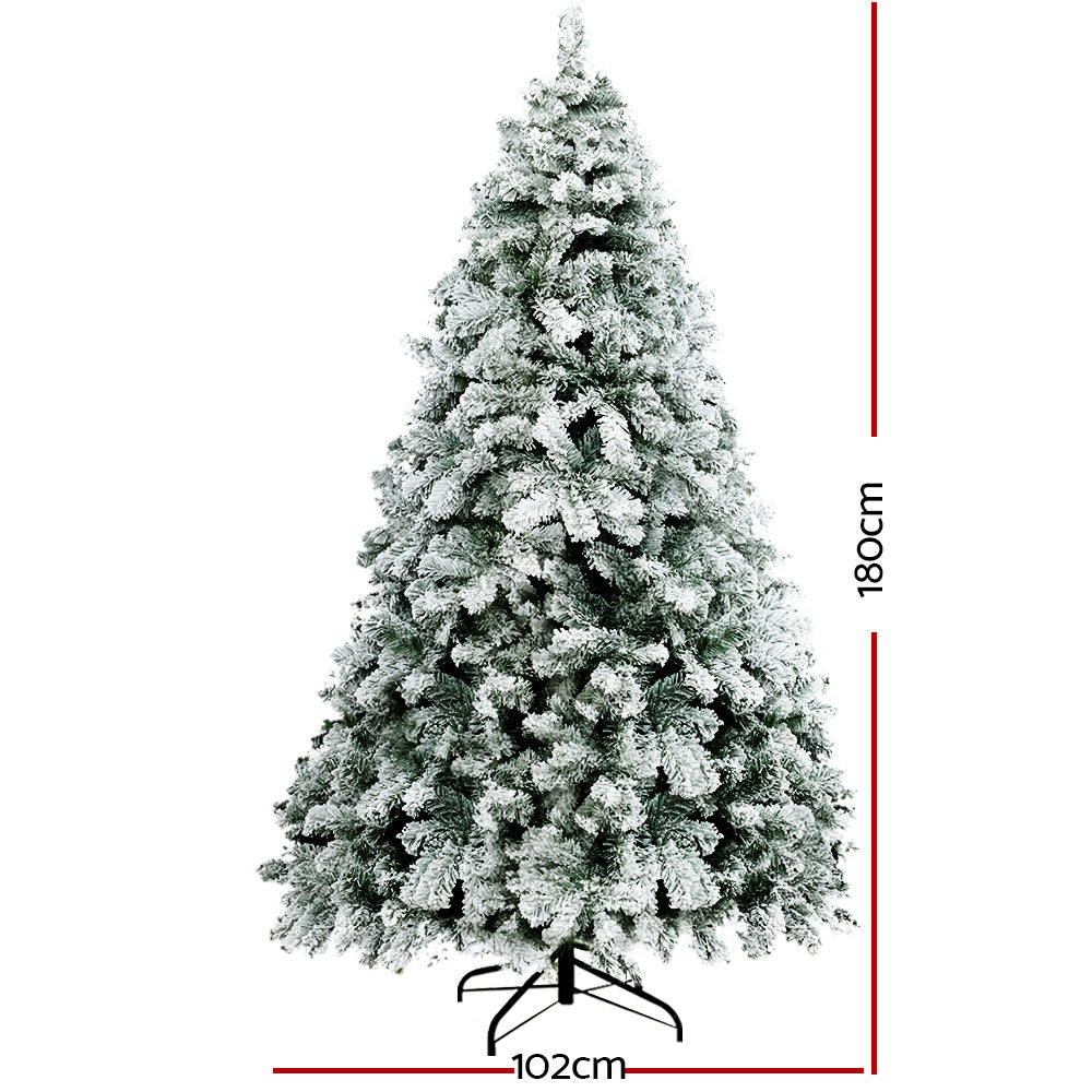 Jingle Jollys Christmas Tree 1.8M Xmas Trees Decorations Snowy 520 Tips