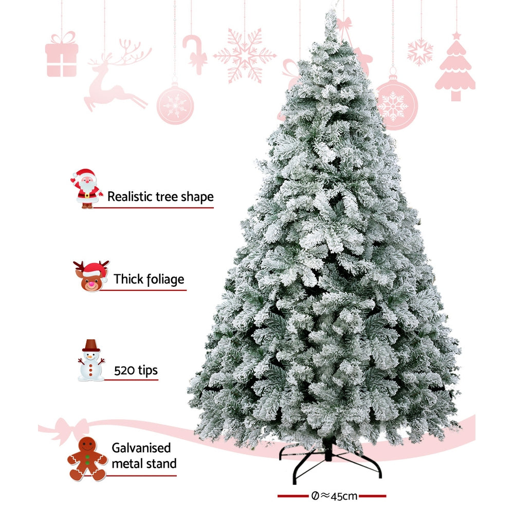 Jingle Jollys Christmas Tree 1.8M Xmas Trees Decorations Snowy 520 Tips