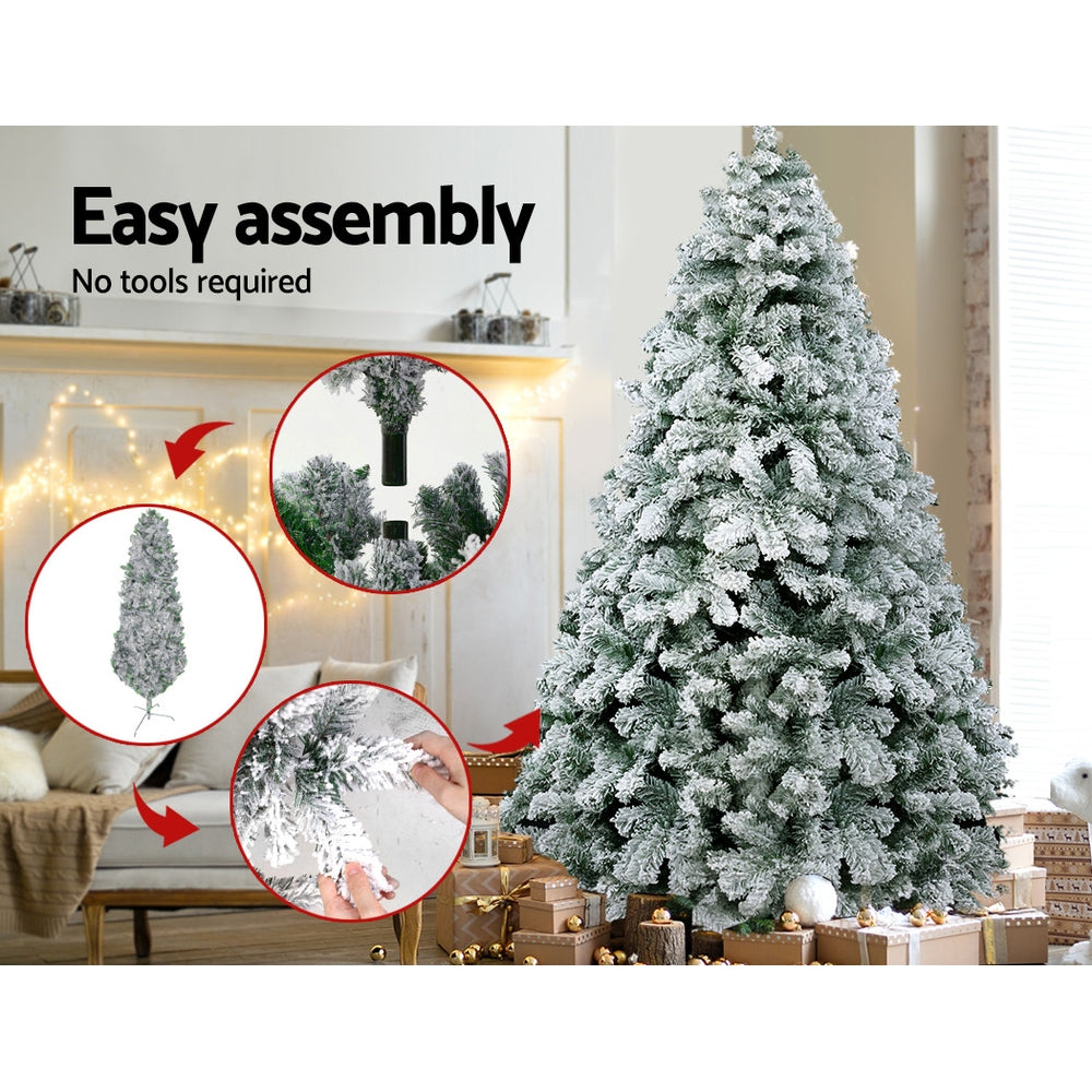 Jingle Jollys Christmas Tree 1.8M Xmas Trees Decorations Snowy 520 Tips