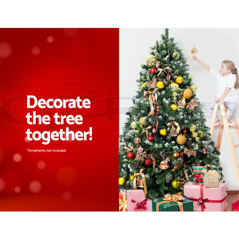 Jingle Jollys Christmas Tree 1.8M Xmas Trees Decorations Snowy Green 800 Tips