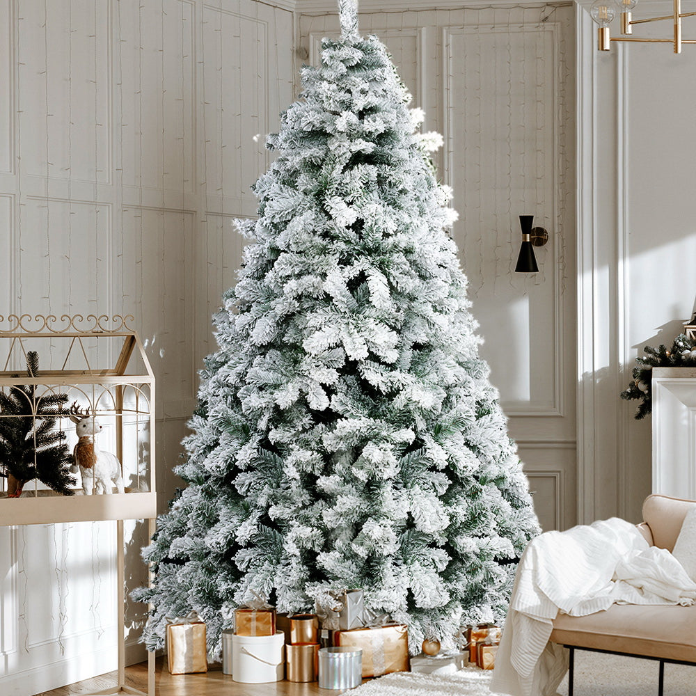 Jingle Jollys Christmas Tree 2.4M Xmas Trees Decorations Snowy 1291 Tips