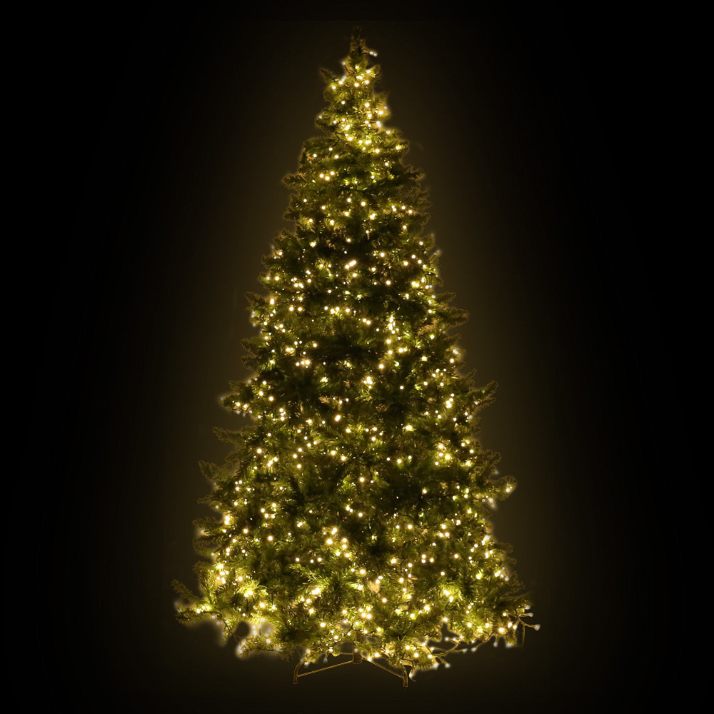 Jingle Jollys Christmas Tree 2.4M With 1488 LED Lights Warm White Green