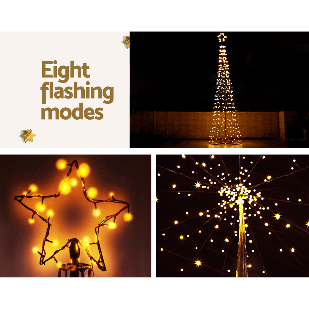 Jingle Jollys Solar Christmas Tree 3.6M LED Xmas Tree 8 Light Modes