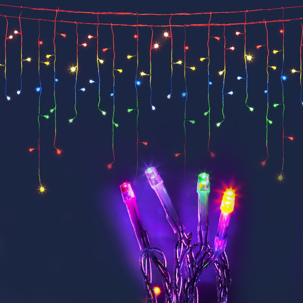 Jingle Jollys 500 LED Solar Powered Christmas Icicle Lights 20M Outdoor Fairy String Party Multicolour