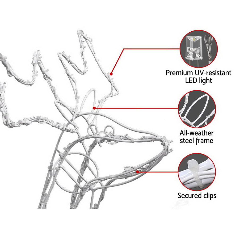 Jingle Jollys Christmas Motif Lights LED Rope Reindeer Waterproof Outdoor