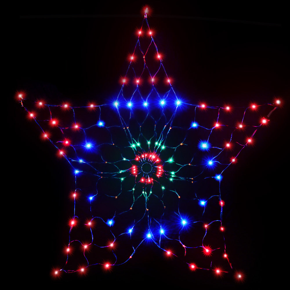 Jingle Jollys Christmas Lights Motif LED Star Net Waterproof Outdoor Colourful