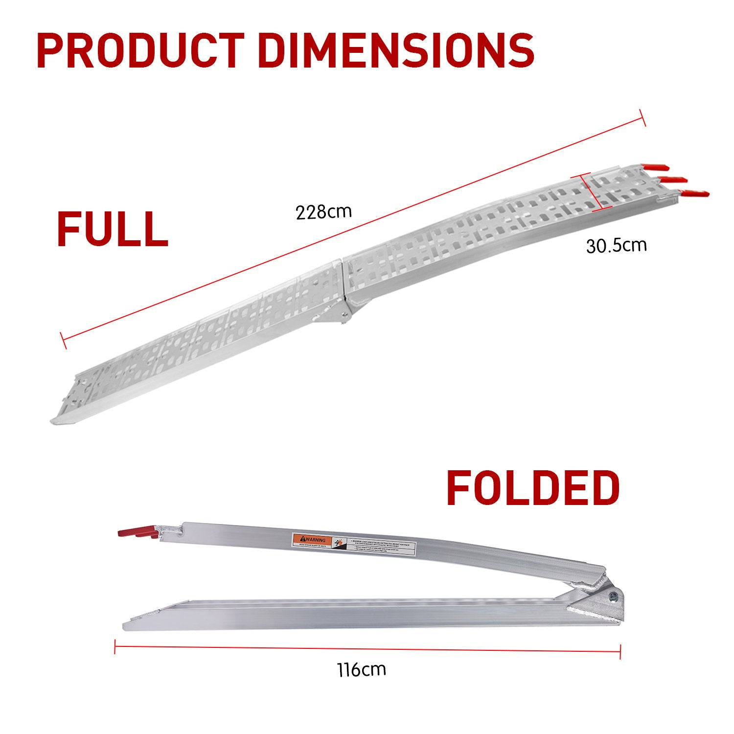 2 x Aluminium ATV Loading Ramp Foldable - Silver